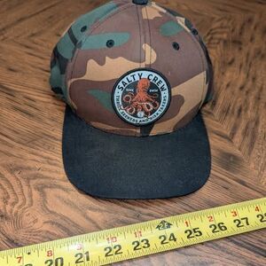 Salty Crew Thrill Seekers Adult One Size SnapBack Cap Black Flat Brim